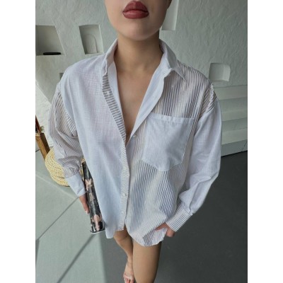 Oversize Çizgili Gömlek Oversize Çizgili Gömlek