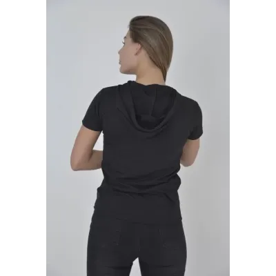 Kapşonlu Slim Fit T-shirt - Siyah Kapşonlu Slim Fit T-shirt - Siyah