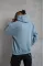 Erkek Armalı Baskılı Kapüşonlu Sweatshirt - Mavi
