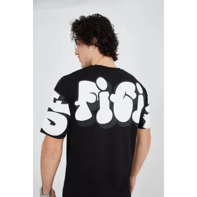 Erkek 24/1 Penye Baskılı T-Shirt - Siyah