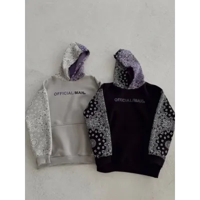 Baskılı Kapüşonlu Sweatshirt - Gri Baskılı Kapüşonlu Sweatshirt - Gri