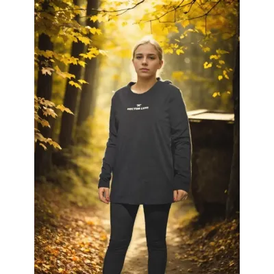 Unisex Bisiklet Yaka Uzun Kollu T-Shirt - Siyah Unisex Bisiklet Yaka Uzun Kollu T-Shirt - Siyah
