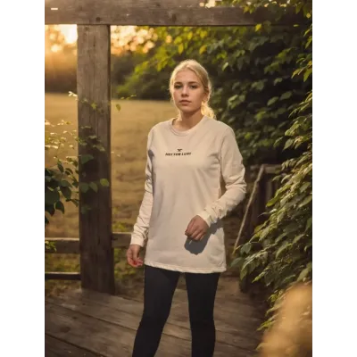 Unisex Bisiklet Yaka Uzun Kollu T-Shirt - Beyaz Unisex Bisiklet Yaka Uzun Kollu T-Shirt - Beyaz