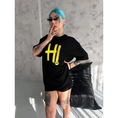 Unisex Nakış İşlemeli T-Shirt - Siyah Unisex Nakış İşlemeli T-Shirt - Siyah