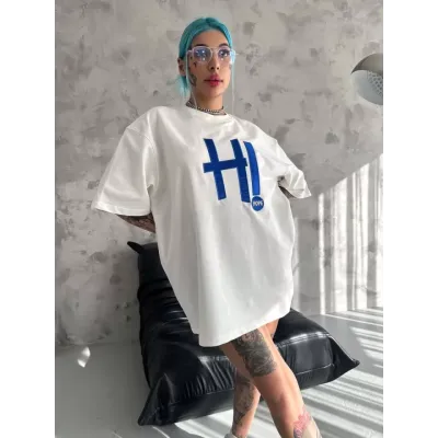 Unisex Nakış İşlemeli T-Shirt - Beyaz Unisex Nakış İşlemeli T-Shirt - Beyaz