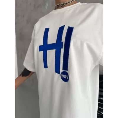Unisex Nakış İşlemeli T-Shirt - Beyaz Unisex Nakış İşlemeli T-Shirt - Beyaz