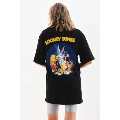 Unisex Baskılı Oversize T-Shirt - Siyah Unisex Baskılı Oversize T-Shirt - Siyah