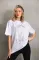 Unisex Taş Desenli Oversize T-Shirt - Beyaz Unisex Taş Desenli Oversize T-Shirt - Beyaz