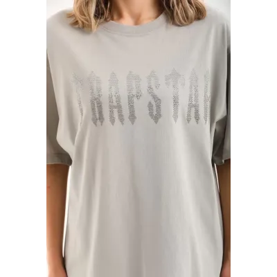 Unisex Taş Desenli Oversize T-Shirt - Gri Unisex Taş Desenli Oversize T-Shirt - Gri