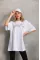 Unisex Taş Desenli Oversize T-Shirt - Beyaz Unisex Taş Desenli Oversize T-Shirt - Beyaz