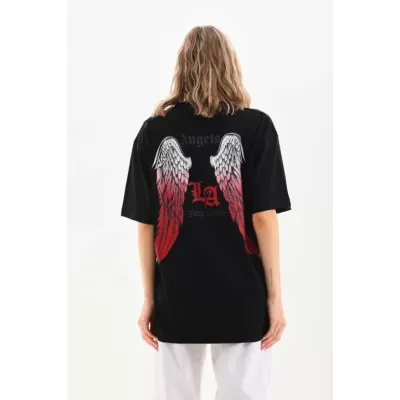 Unisex Baskılı Oversize T-Shirt - Siyah Unisex Baskılı Oversize T-Shirt - Siyah
