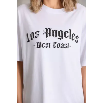 Unisex Baskılı Oversize T-Shirt - Beyaz Unisex Baskılı Oversize T-Shirt - Beyaz