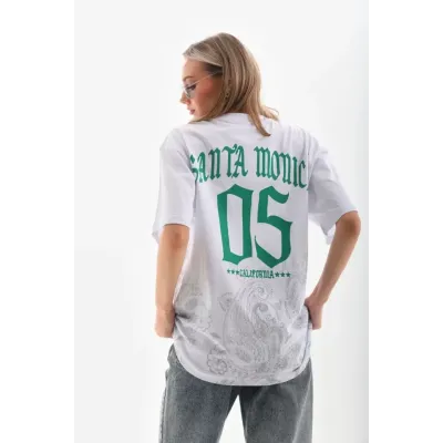 Unisex Baskılı Oversize T-Shirt - Beyaz Unisex Baskılı Oversize T-Shirt - Beyaz