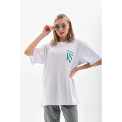 Unisex Baskılı Oversize T-Shirt - Beyaz Unisex Baskılı Oversize T-Shirt - Beyaz