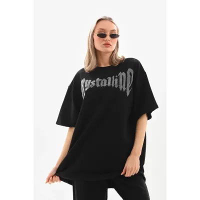 Unisex Taş Desenli Oversize T-Shirt - Beyaz Unisex Taş Desenli Oversize T-Shirt - Beyaz