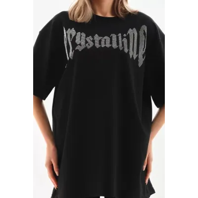 Unisex Taş Desenli Oversize T-Shirt - Beyaz Unisex Taş Desenli Oversize T-Shirt - Beyaz