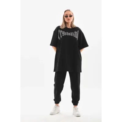 Unisex Taş Desenli Oversize T-Shirt - Beyaz Unisex Taş Desenli Oversize T-Shirt - Beyaz