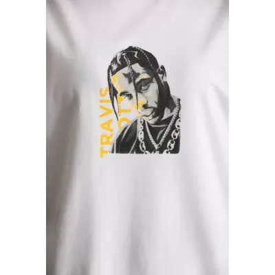 Unisex Baskılı Oversize T-Shirt - Beyaz Unisex Baskılı Oversize T-Shirt - Beyaz