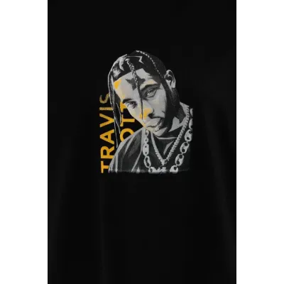 Unisex Baskılı Oversize T-Shirt - Siyah Unisex Baskılı Oversize T-Shirt - Siyah