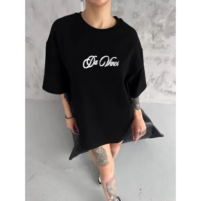 Unisex Baskılı Oversize T-Shirt - Siyah Unisex Baskılı Oversize T-Shirt - Siyah