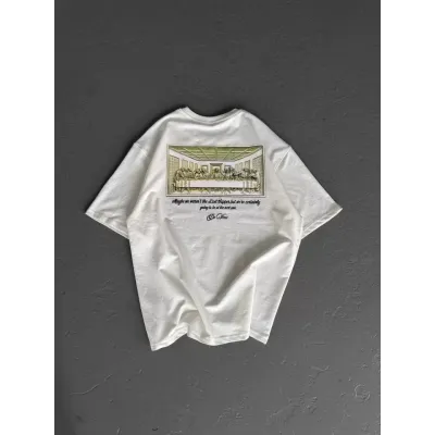 Unisex Baskılı Oversize T-Shirt - Beyaz Unisex Baskılı Oversize T-Shirt - Beyaz