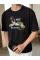 Unisex Baskılı Oversize T-Shirt - Siyah