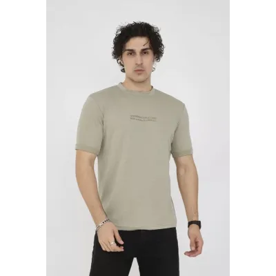 Unisex Bisiklet Yaka Slim Fit T-Shirt- Açık Yeşil