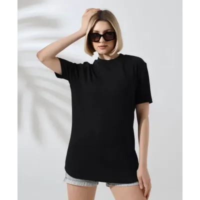 Unisex Bisiklet Yaka Slim Fit T-Shirt - Siyah Unisex Bisiklet Yaka Slim Fit T-Shirt - Siyah