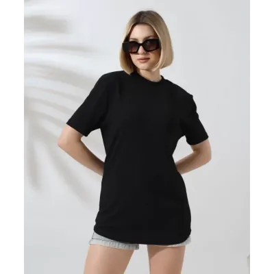 Unisex Bisiklet Yaka Slim Fit T-Shirt - Siyah Unisex Bisiklet Yaka Slim Fit T-Shirt - Siyah