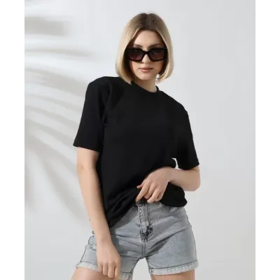 Unisex Bisiklet Yaka Slim Fit T-Shirt - Siyah Unisex Bisiklet Yaka Slim Fit T-Shirt - Siyah