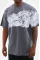 Unisex Bisiklet Yaka Baskılı Oversize T-Shirt - Gri