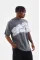 Unisex Bisiklet Yaka Baskılı Oversize T-Shirt - Gri