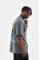 Unisex Bisiklet Yaka Baskılı Oversize T-Shirt - Gri