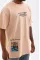 Unisex Bisiklet Yaka Baskılı Oversize T-Shirt - Bej