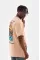 Unisex Bisiklet Yaka Baskılı Oversize T-Shirt - Bej