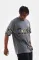 Unisex Bisiklet Yaka Baskılı Oversize T-Shirt - Gri