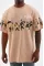 Unisex Bisiklet Yaka Baskılı Oversize T-Shirt - Bej