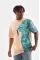 Unisex Bisiklet Yaka Baskılı Oversize T-Shirt - Bej