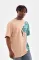 Unisex Bisiklet Yaka Baskılı Oversize T-Shirt - Bej
