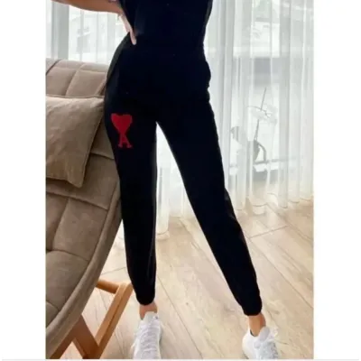 Unisex İki İplik Baskılı Oversize Eşofman Altı - Siyah Unisex İki İplik Baskılı Oversize Eşofman Altı - Siyah
