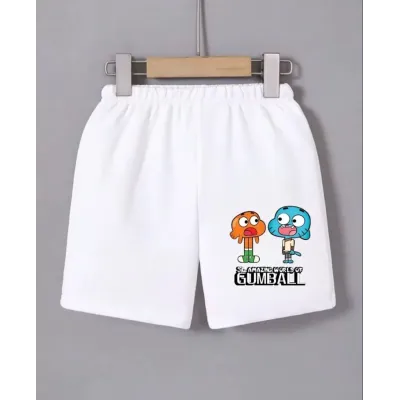 Beli Lastikli Baskılı Mini Şort - Beyaz Beli Lastikli Baskılı Mini Şort - Beyaz