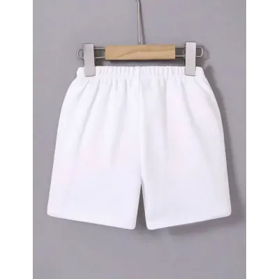 Beli Lastikli Baskılı Mini Şort - Beyaz Beli Lastikli Baskılı Mini Şort - Beyaz