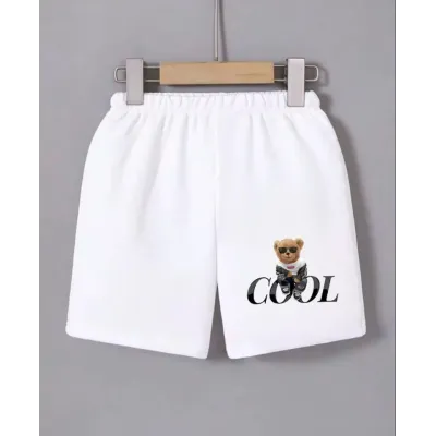 Beli Lastikli Baskılı Mini Şort - Beyaz Beli Lastikli Baskılı Mini Şort - Beyaz