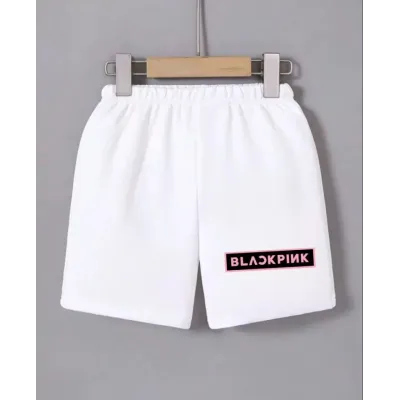 Beli Lastikli Baskılı Mini Şort - Beyaz Beli Lastikli Baskılı Mini Şort - Beyaz