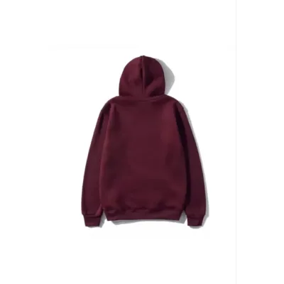 3 İplik Pamuklu Unisex Kapşonlu Sweetshirt - Bordo 3 İplik Pamuklu Unisex Kapşonlu Sweetshirt - Bordo