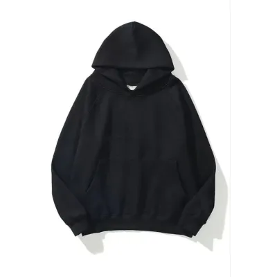 3 İplik Pamuklu Unisex Kapşonlu Sweetshirt - Siyah 3 İplik Pamuklu Unisex Kapşonlu Sweetshirt - Siyah