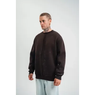 POLIZEI Premium Kalite Bisiklet Yaka Yıkamalı SweatShirt - Kahverengi POLIZEI Premium Kalite Bisiklet Yaka Yıkamalı SweatShirt - Kahverengi