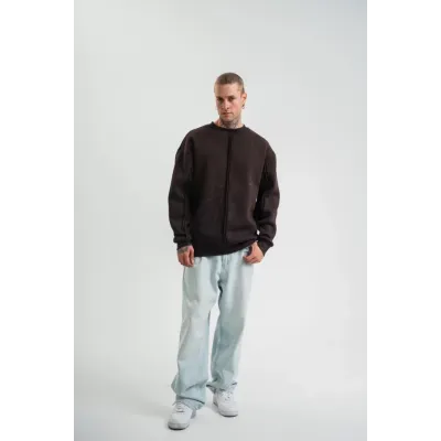 POLIZEI Premium Kalite Bisiklet Yaka Yıkamalı SweatShirt - Kahverengi POLIZEI Premium Kalite Bisiklet Yaka Yıkamalı SweatShirt - Kahverengi