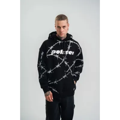 POLIZEI Premium Kalite Kapşonlu Varak Ve Pano Baskılı SweatShirt - Siyah POLIZEI Premium Kalite Kapşonlu Varak Ve Pano Baskılı SweatShirt - Siyah