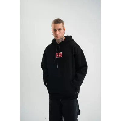 POLIZEI Premium Kalite Unisex Kapşonlu Dijital Patchli SweatShirt - Siyah POLIZEI Premium Kalite Unisex Kapşonlu Dijital Patchli SweatShirt - Siyah
